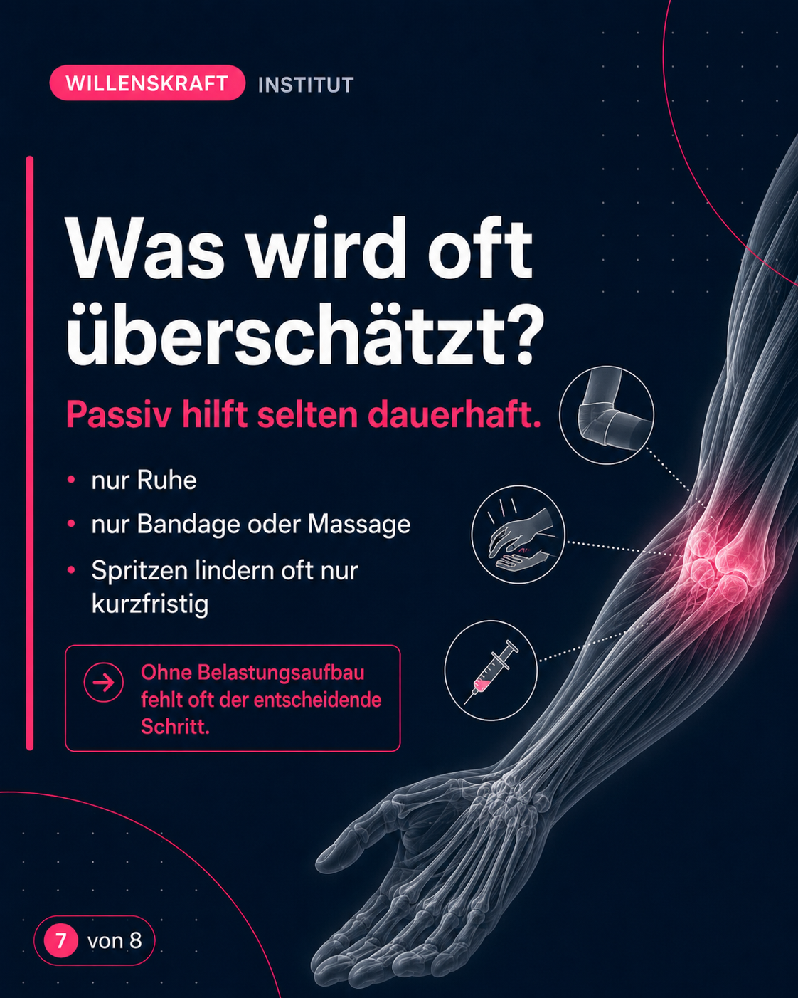 Was wird oft überschätzt? Passivität hilft selten dauerhaft. Massagen und Spritzen lindern meist nur kurzfristig. Ohne Belastungsaufbau fehlt der entscheidende Schritt.